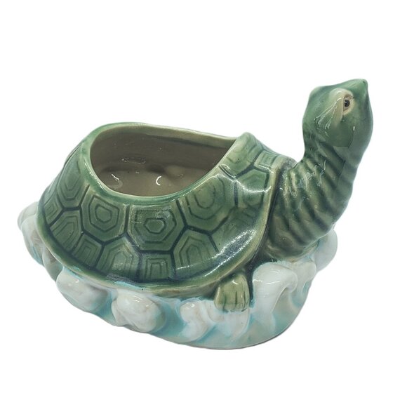 VTG Turtle Planter Kitschy Tortoise Glazed Ceramic Succulent Pot marked #B-174 - Picture 7 of 15